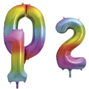 34" Rainbow Number Balloons (0–9) Helium Filled Giant Foil