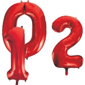 34" Red Number Balloons (0–9) Helium Filled Giant Foil