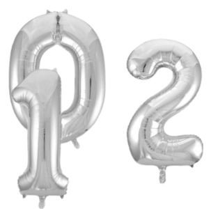 34" Silver Number Balloons (0–9) Helium Filled Giant Foil