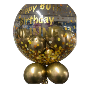 Personalised Gumball Bubbble Balloon Gold Confetti dots - Image 5