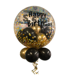 Personalised Gumball Bubbble Balloon Gold Confetti dots