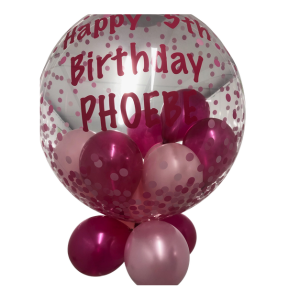 Personalised Gumball Bubbble Balloon Gold Confetti dots - Image 3